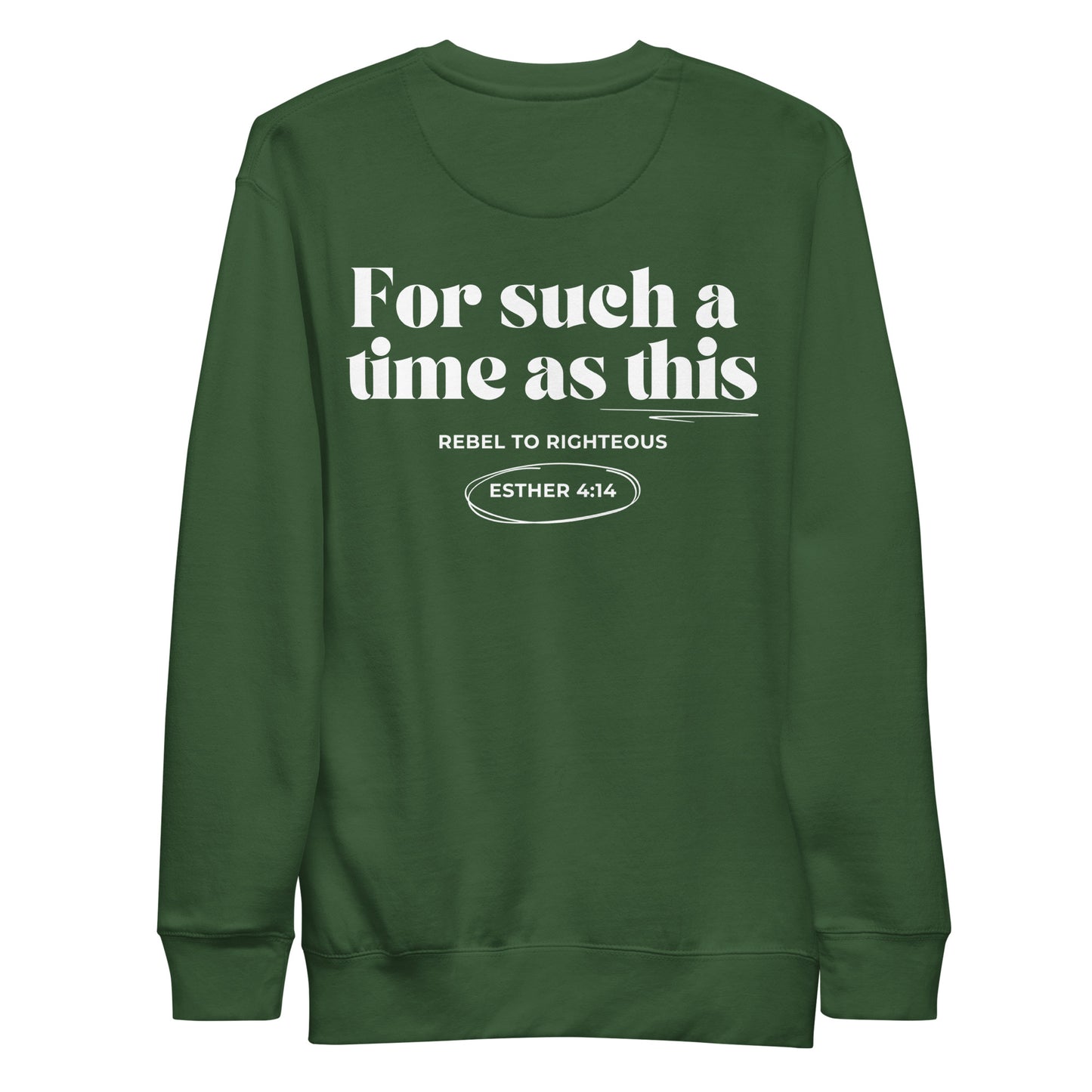 “Christian sweatshirt with For Such a Time as This text in forest green”
“Faith-based crewneck with crown design – Dusty Rose”
“Esther 4:14 sweatshirt for Christian women”