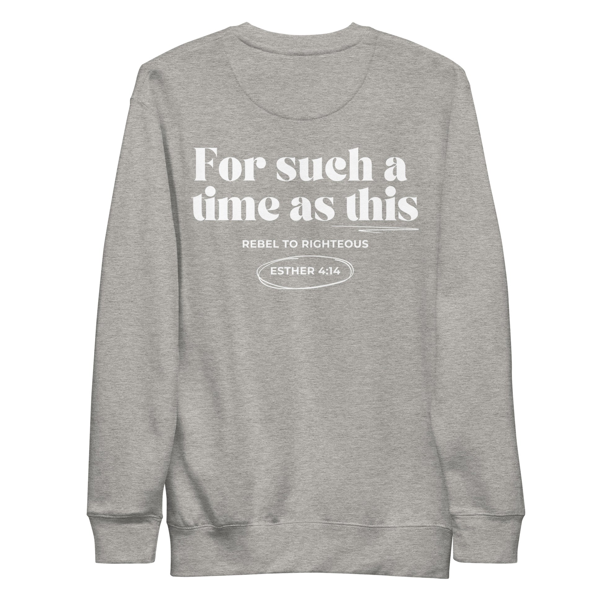 “Christian sweatshirt with For Such a Time as This text in forest green”

“Faith-based crewneck with crown design – Dusty Rose”

“Esther 4:14 sweatshirt for Christian women”