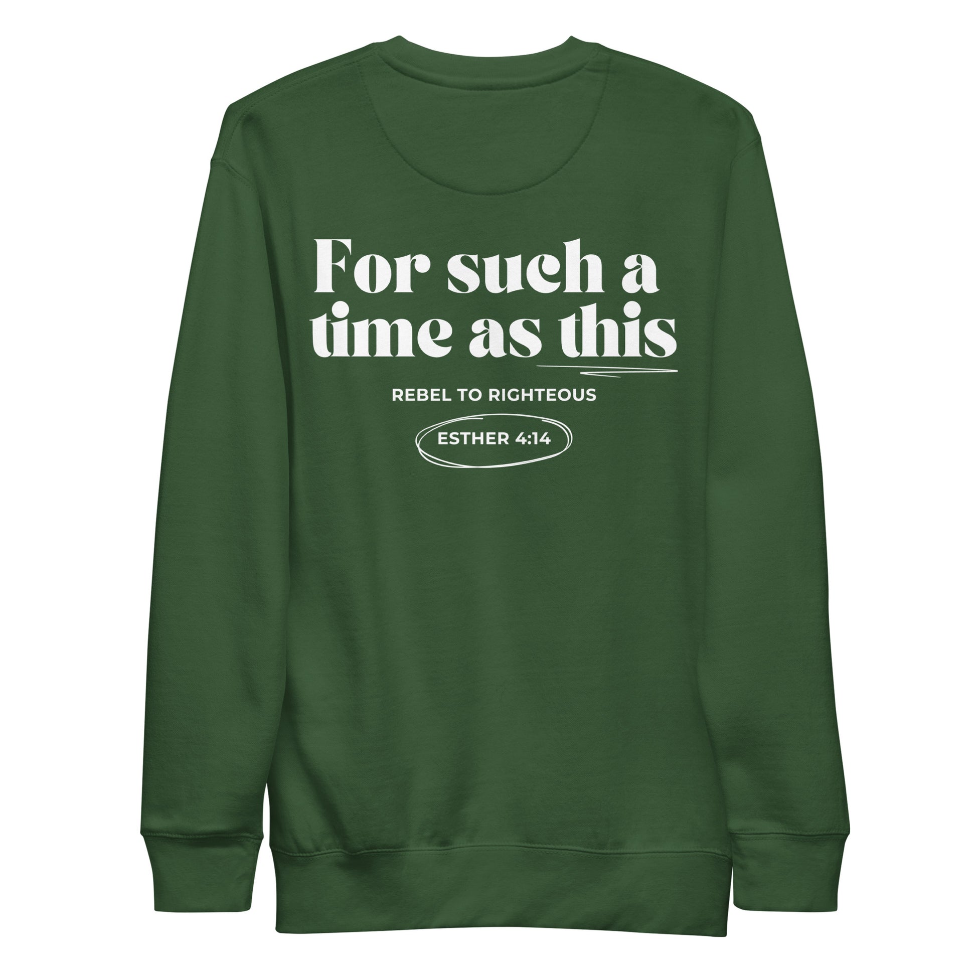 “Christian sweatshirt with For Such a Time as This text in forest green”

“Faith-based crewneck with crown design – Dusty Rose”

“Esther 4:14 sweatshirt for Christian women”