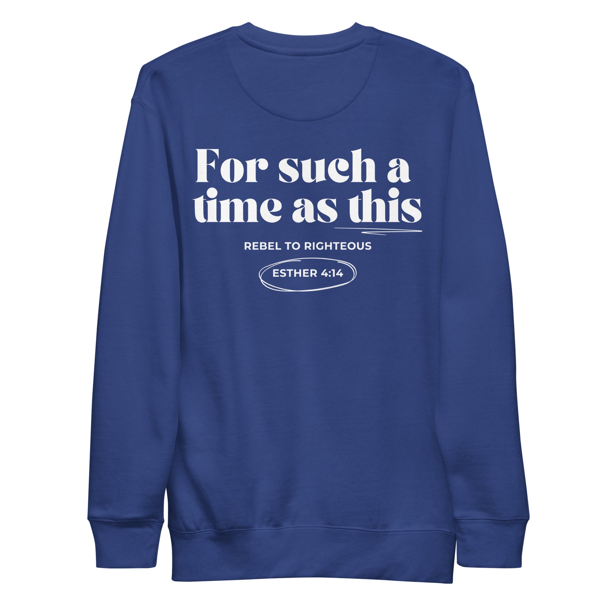 “Christian sweatshirt with For Such a Time as This text in forest green”

“Faith-based crewneck with crown design – Dusty Rose”

“Esther 4:14 sweatshirt for Christian women”