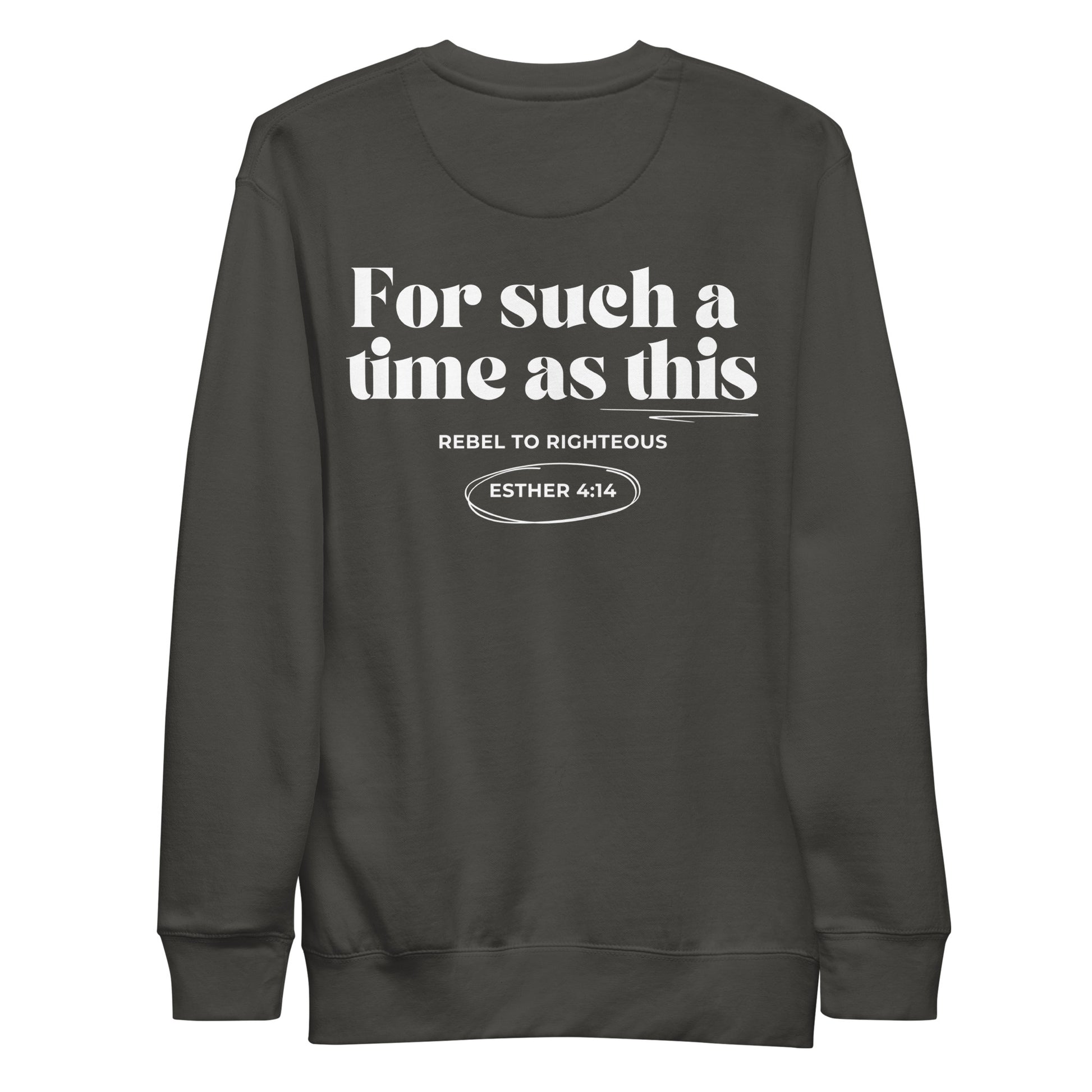 “Christian sweatshirt with For Such a Time as This text in forest green”

“Faith-based crewneck with crown design – Dusty Rose”

“Esther 4:14 sweatshirt for Christian women”